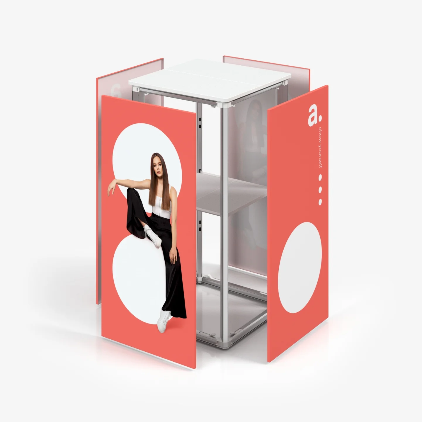 Werbetheke adTribune Cubic Konferenzpult vier separate Seiten