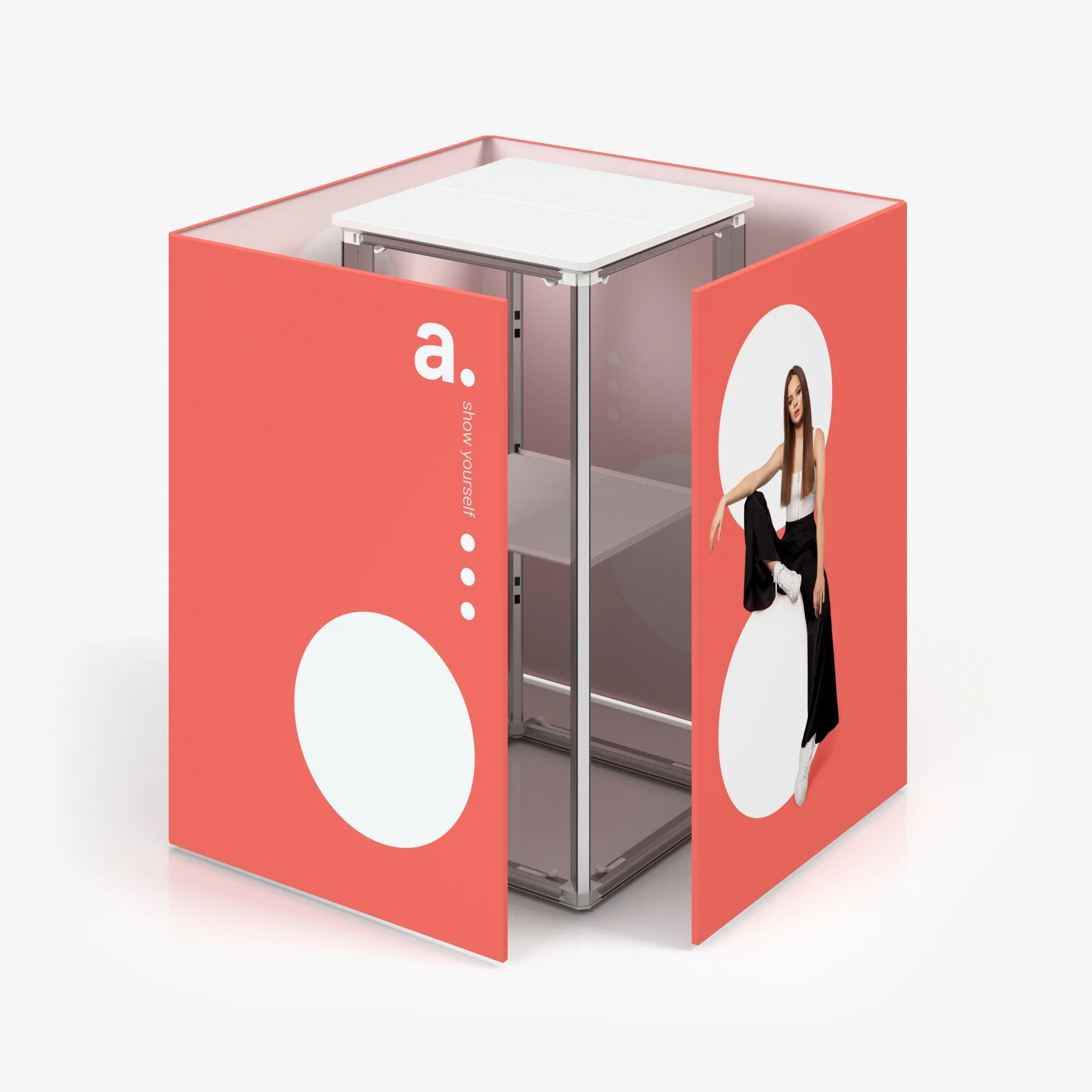 Werbetheke adTribune Cubic Konferenzpult vier separate Seiten