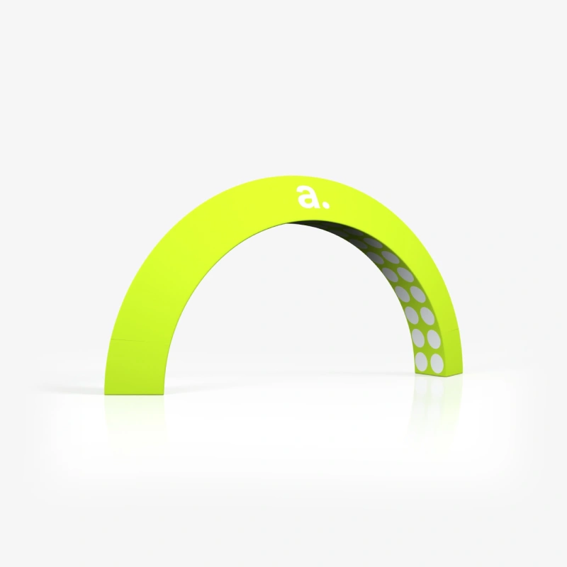 Arco publicitário tipo arco com impressão e logótipo com revestimento têxtil sobre estrutura