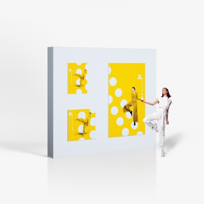 Cadre mural avec impression textile de couleur jaune