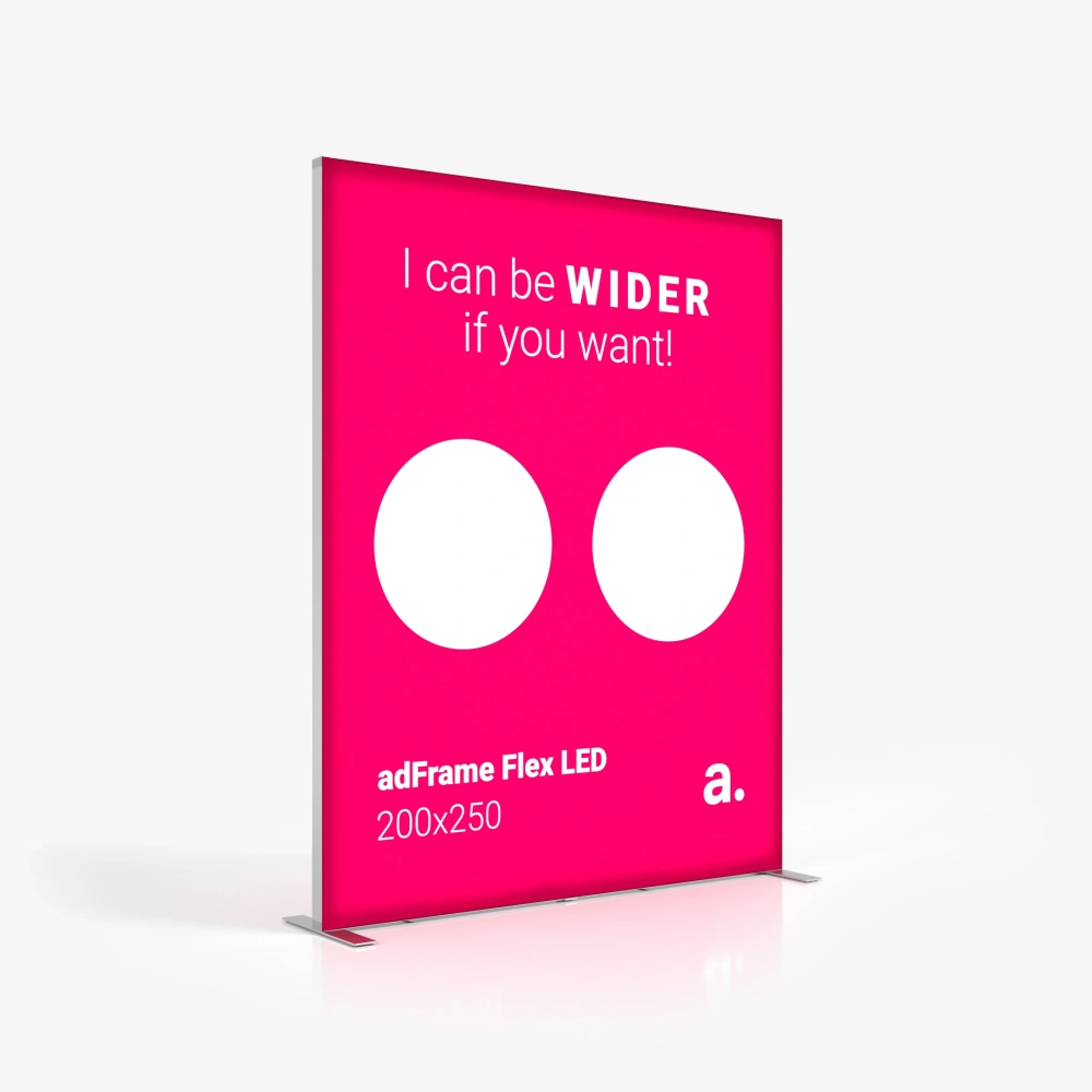 Kaseton reklamowy LED adFrame Flex 200x250 z grafiką promocyjną