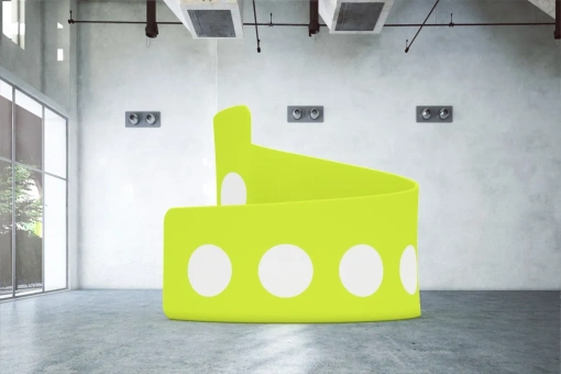 Painel publicitário em forma espiral