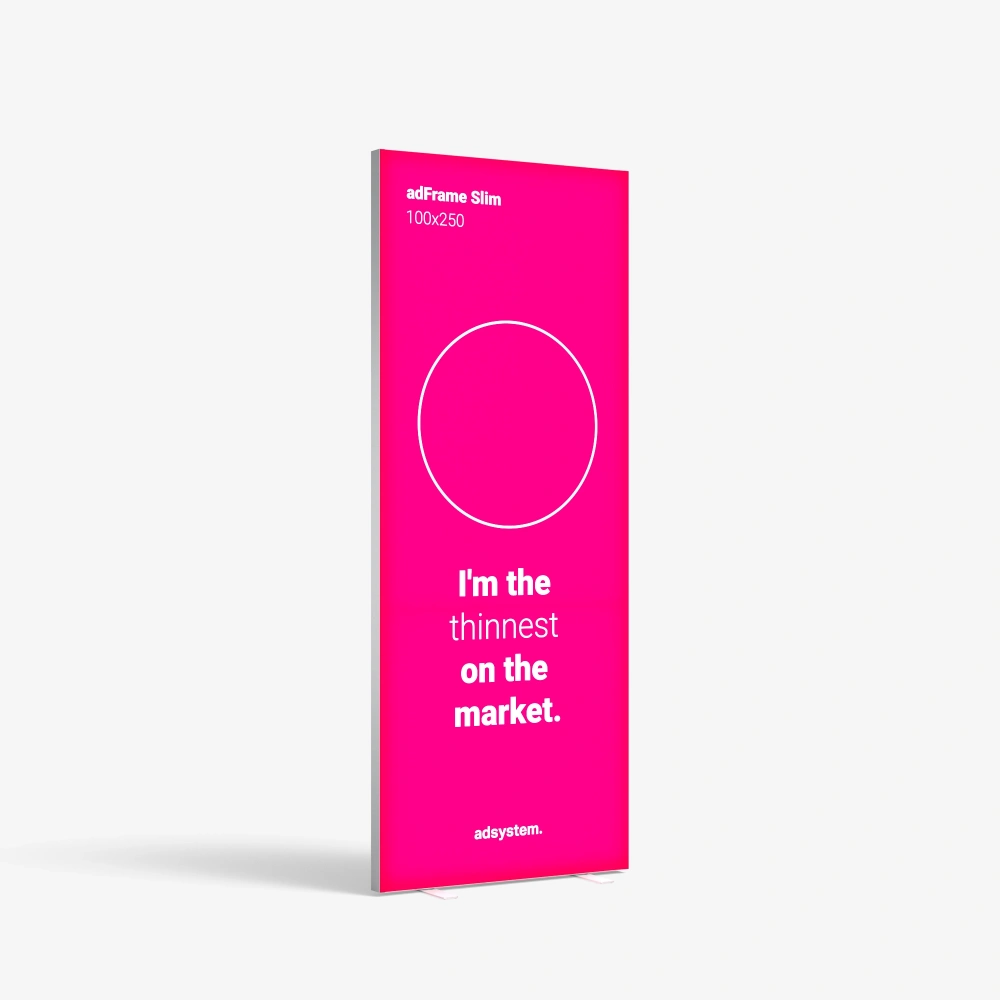 AdFrame Slim 100x250 – kaseton reklamowy z grafiką tekstylną