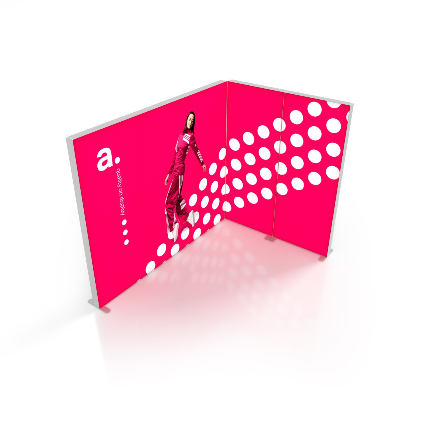 Widok perspektywiczny systemu zabudowy targowej 2x3 L – wizualizacja z gory