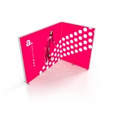 Widok perspektywiczny systemu zabudowy targowej 2x3 L – wizualizacja z gory