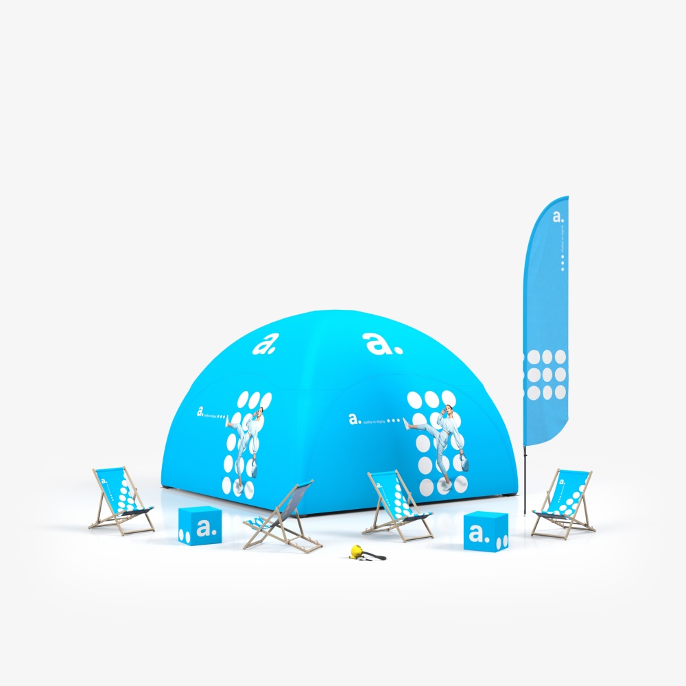 Zestaw Premium Chill Zone – namiot reklamowy i pufy eventowe
