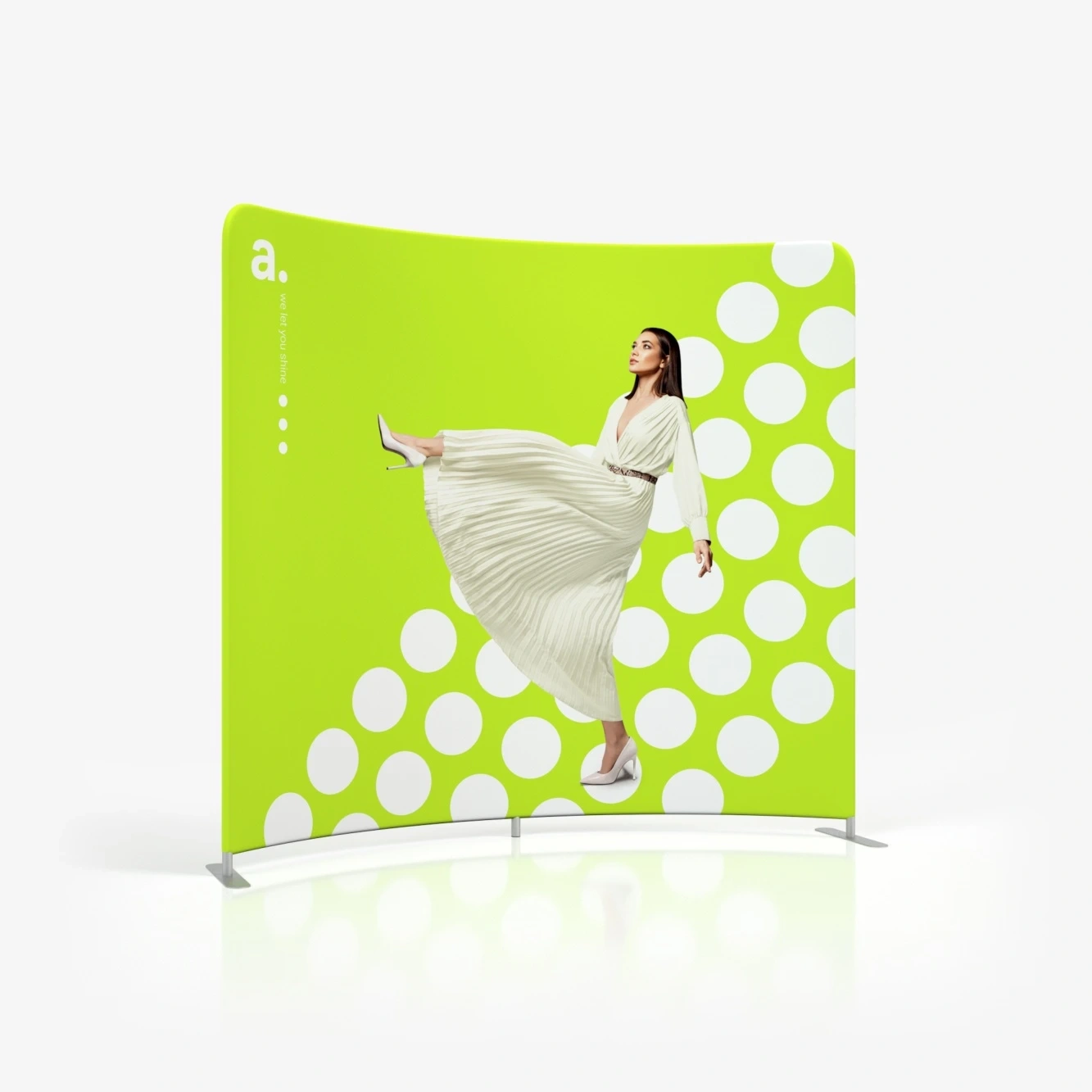 Scianka reklamowa Vario lukowa Premium
tekstylna o delikatnie zakrzywionym ksztalcie, w kolorze neonowozielonym