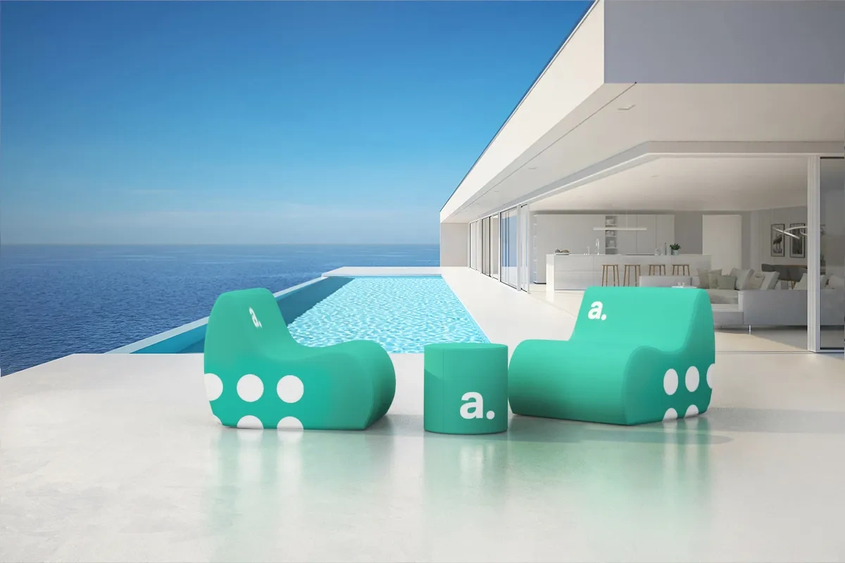 Asiento publicitario con impresión