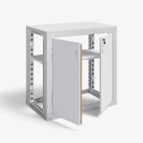 MFrame Tribune desk foto della sola struttura con sportelli aperti davanti